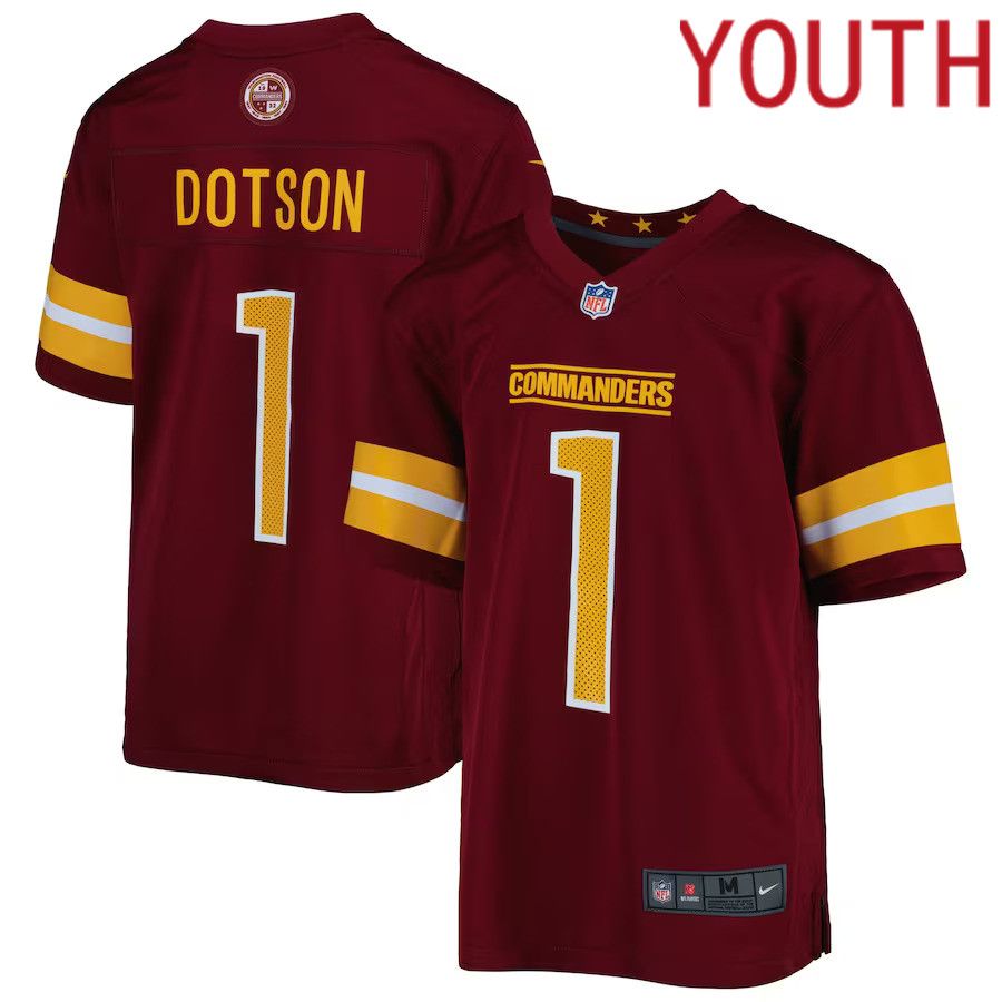 Youth Washington Commanders #1 Jahan Dotson Nike Burgundy Game NFL Jersey